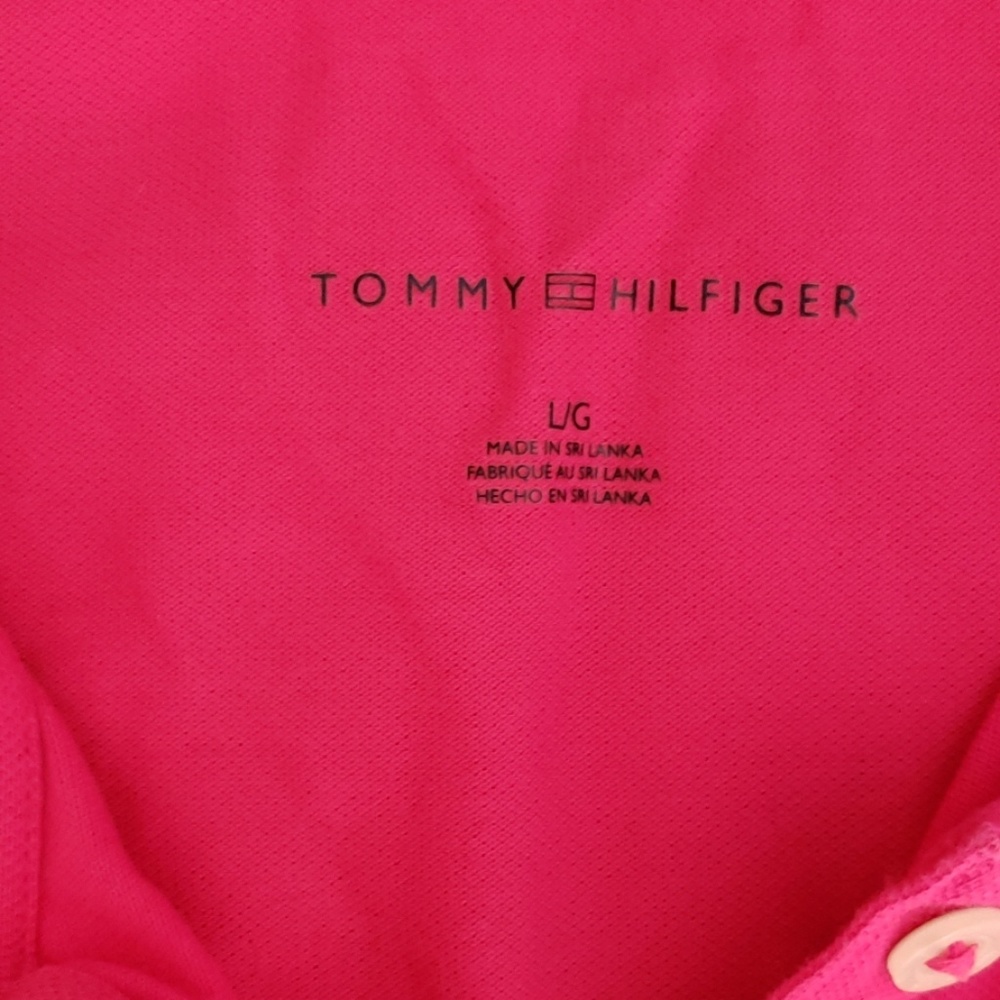 EUC Tommy Hilfiger Sz L neon pink polo shirt - Picture 2 of 5